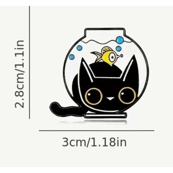 Cartoon Animal Pin Black White Cat Enamel Pin Clothes Bag Metal - Perfect Gift! - Picture 2 of 3